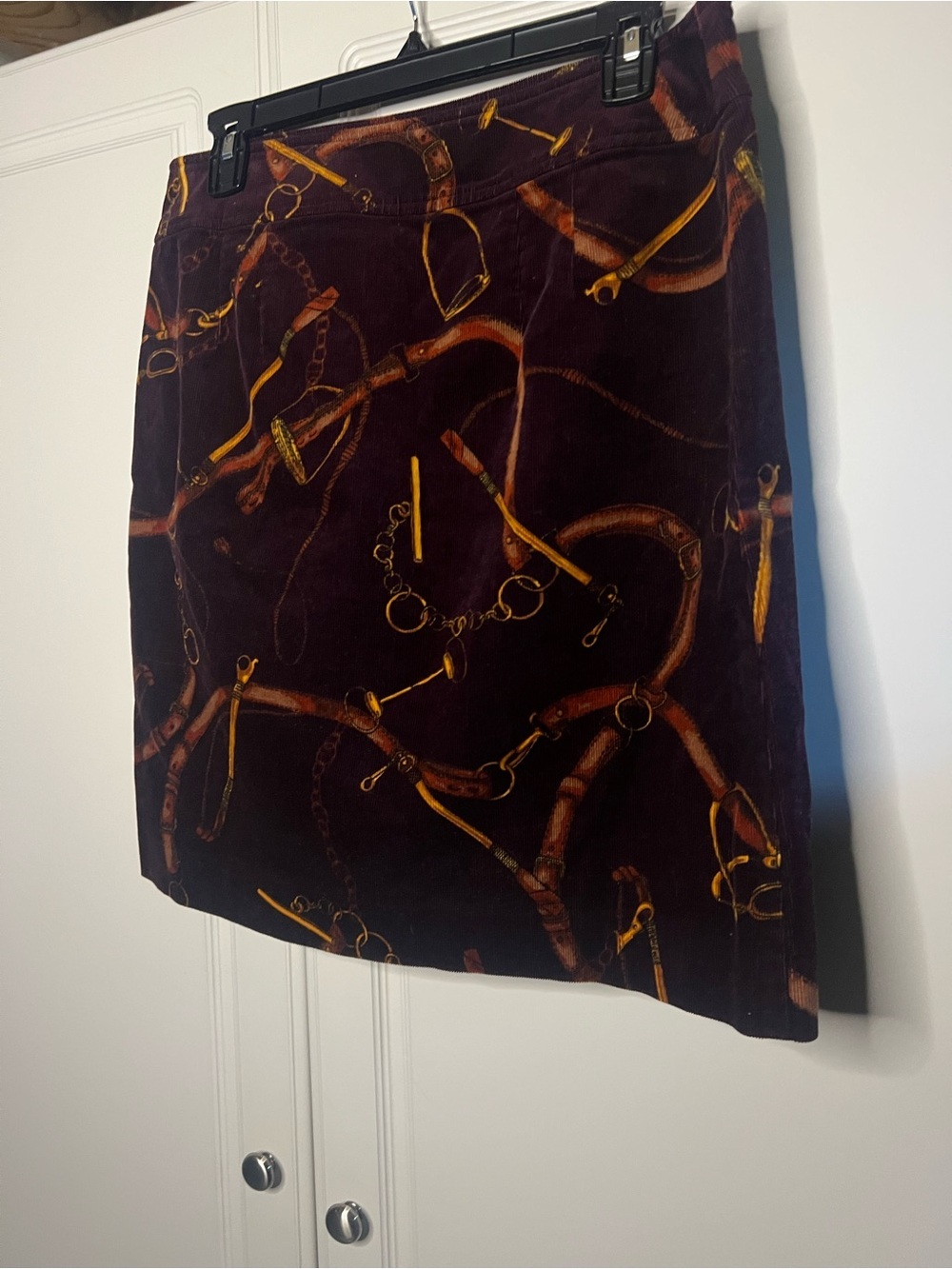 Talbots Equestrian Print Corduroy Skirt - Picture 11 of 15